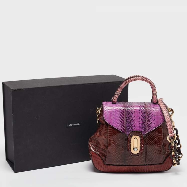 Pre Owned Dolce & Gabbana Multicolor Python Miss Lantana Top Handle Bag