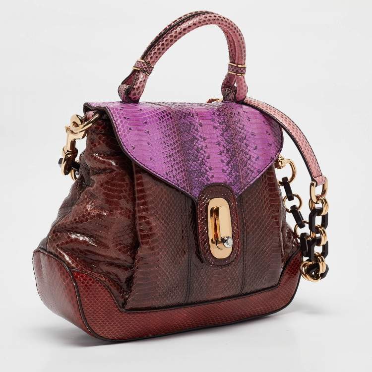 Pre Owned Dolce & Gabbana Multicolor Python Miss Lantana Top Handle Bag