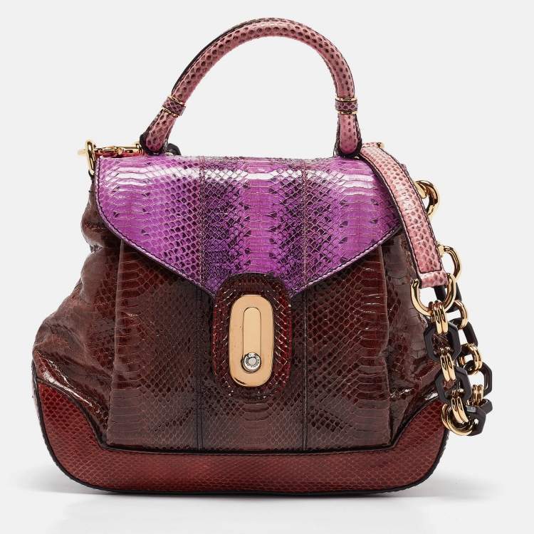 Pre Owned Dolce & Gabbana Multicolor Python Miss Lantana Top Handle Bag