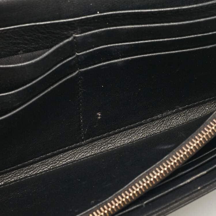 Pre Owned Dolce & Gabbana Black Patent Leather Logo Flap Continental Wallet