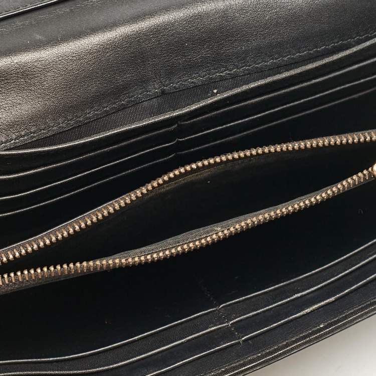 Pre Owned Dolce & Gabbana Black Patent Leather Logo Flap Continental Wallet