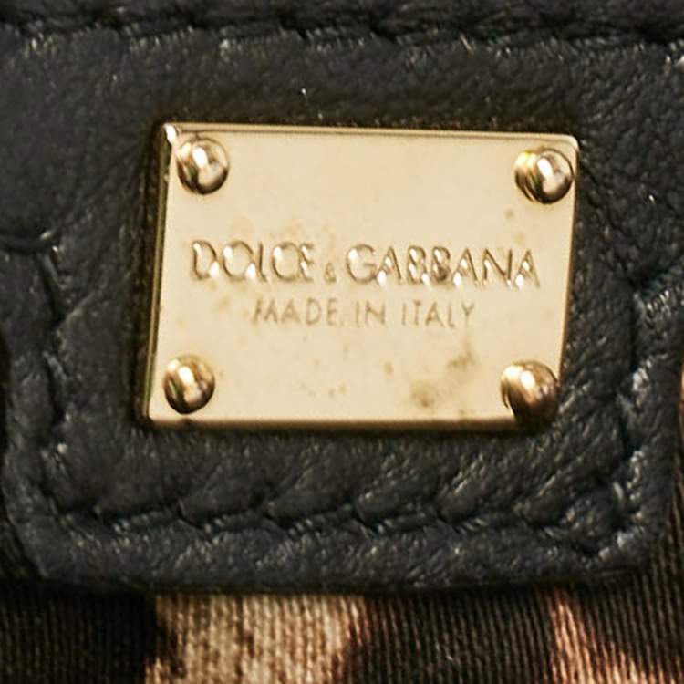 Pre Owned Dolce & Gabbana Black Lace Fabric Large Miss Sicily Top Handle Bag