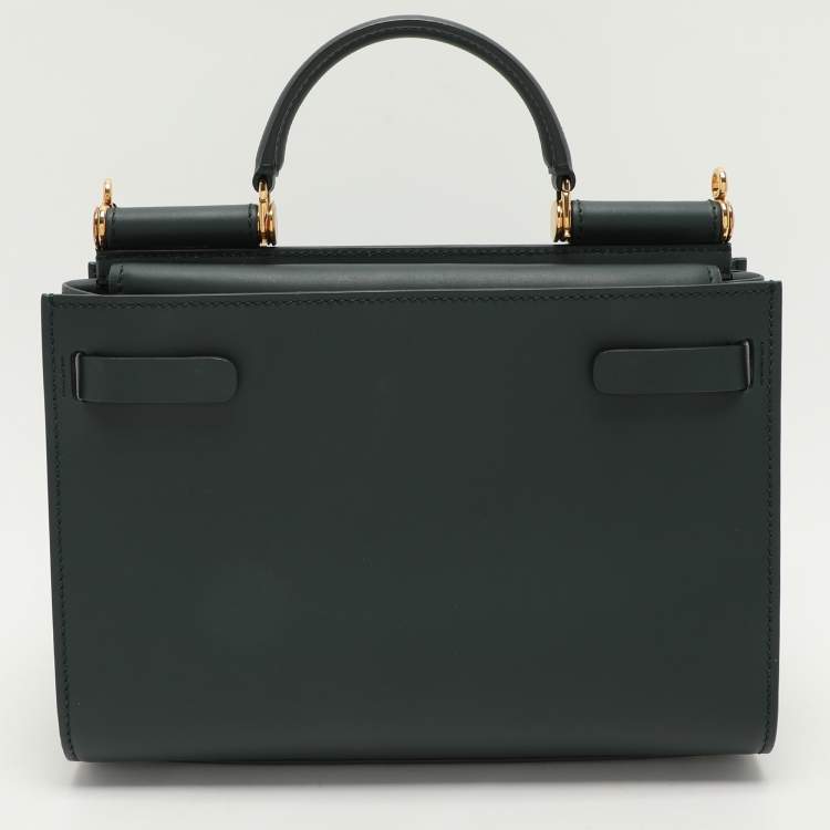 Pre Owned Dolce & Gabbana Green Leather Sicily 62 Satchel