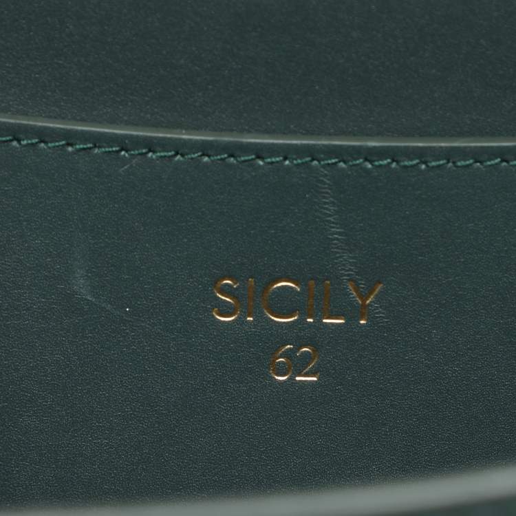 Pre Owned Dolce & Gabbana Green Leather Sicily 62 Satchel