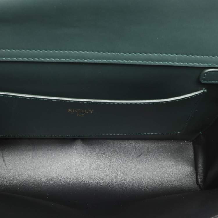 Pre Owned Dolce & Gabbana Green Leather Sicily 62 Satchel