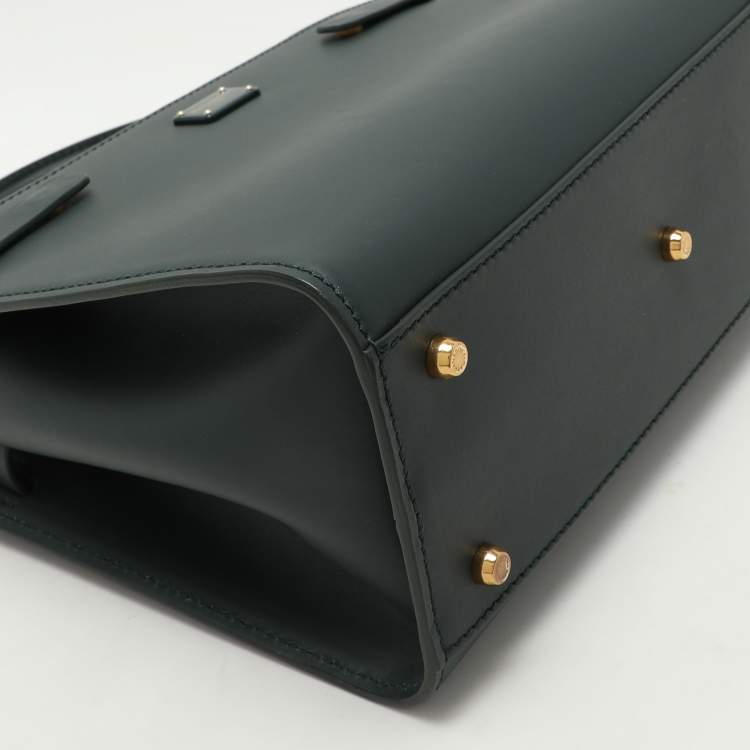 Pre Owned Dolce & Gabbana Green Leather Sicily 62 Satchel