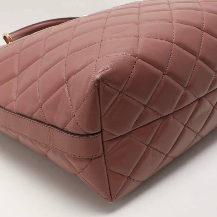 Pre Owned Dolce & Gabbana Beige Quilted Leather Chain Shopper Tote