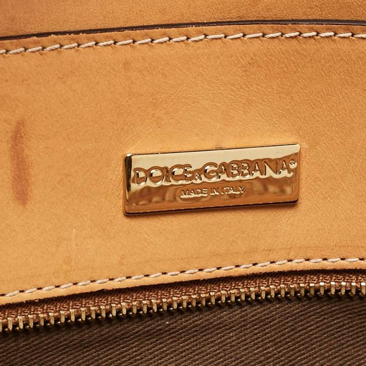 Pre Owned Dolce & Gabbana Brown/Black Leopard Print Coated Canvas and Leather Zip Satchel