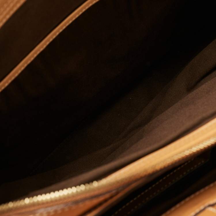 Pre Owned Dolce & Gabbana Brown/Black Leopard Print Coated Canvas and Leather Zip Satchel