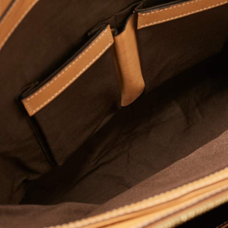 Pre Owned Dolce & Gabbana Brown/Black Leopard Print Coated Canvas and Leather Zip Satchel