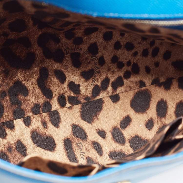 Pre Owned Dolce & Gabbana Blue Leather Large Miss Sicily Top Handle Bag