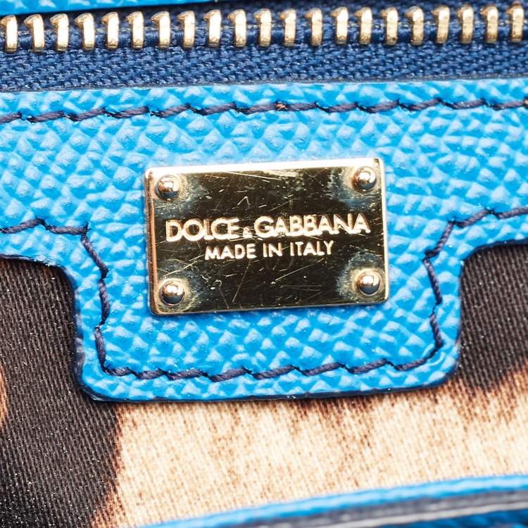 Pre Owned Dolce & Gabbana Blue Leather Large Miss Sicily Top Handle Bag