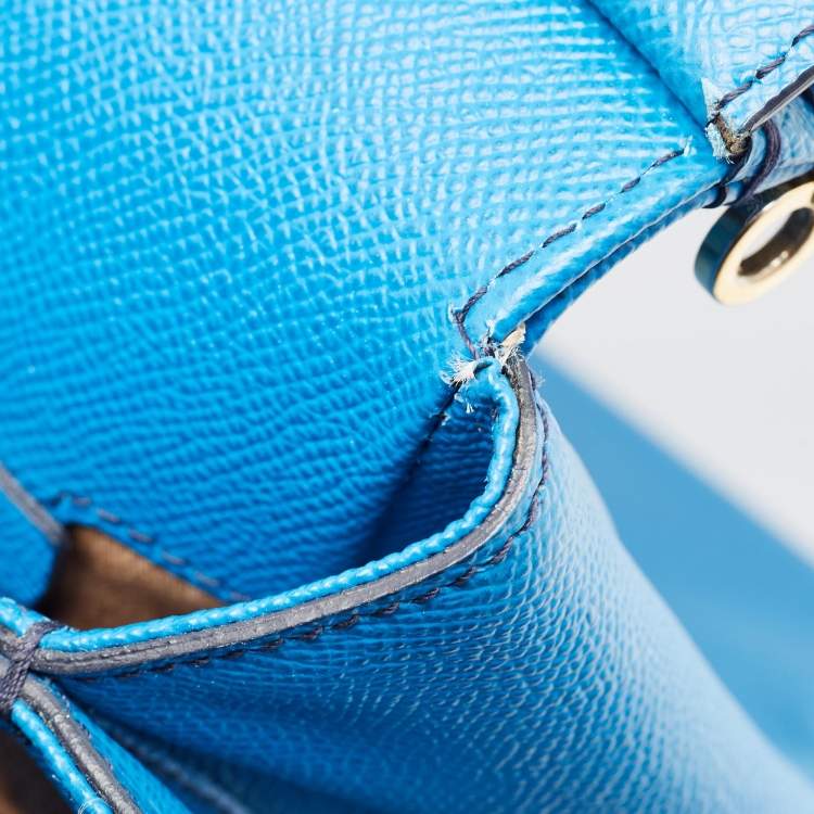Pre Owned Dolce & Gabbana Blue Leather Large Miss Sicily Top Handle Bag
