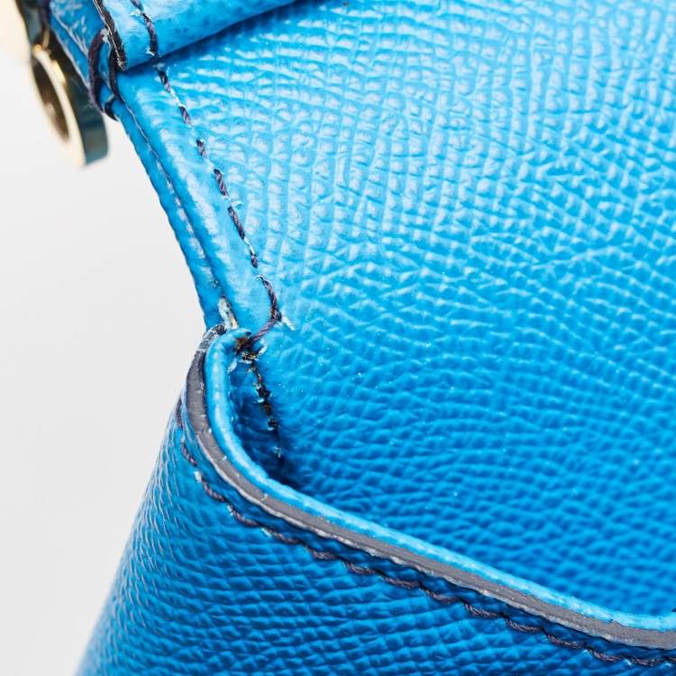 Pre Owned Dolce & Gabbana Blue Leather Large Miss Sicily Top Handle Bag