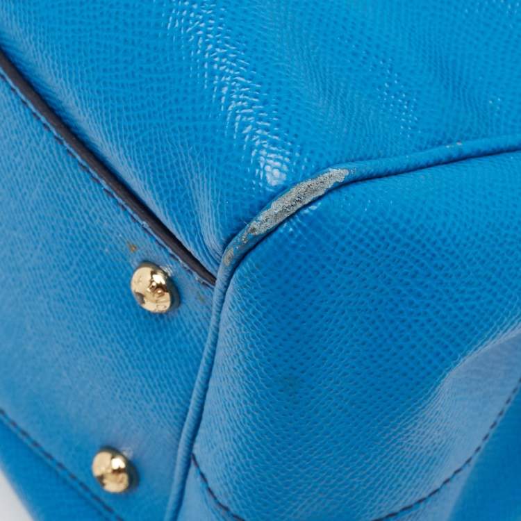 Pre Owned Dolce & Gabbana Blue Leather Large Miss Sicily Top Handle Bag