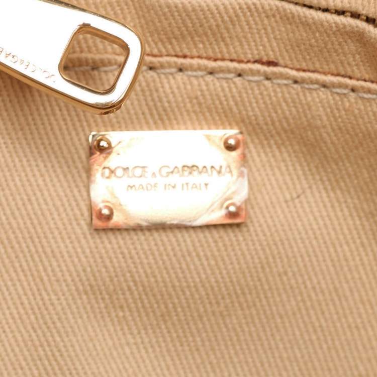 Pre Owned Dolce and Gabbana Yellow Floral Print Canvas Glam Shoulder Bag