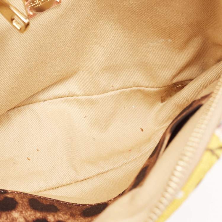 Pre Owned Dolce and Gabbana Yellow Floral Print Canvas Glam Shoulder Bag