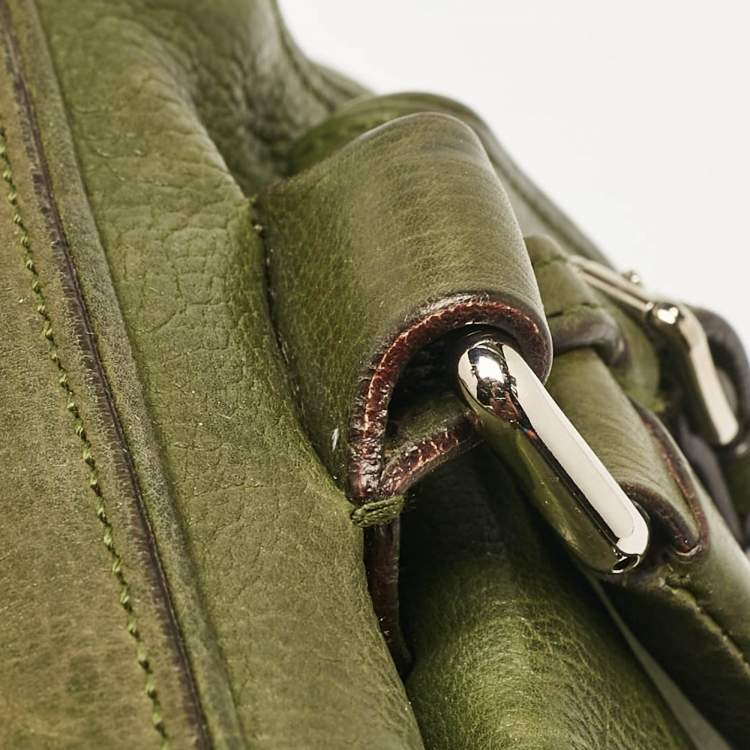 Pre Owned Dolce & Gabbana Olive Green Leather Miss Catch Satchel
