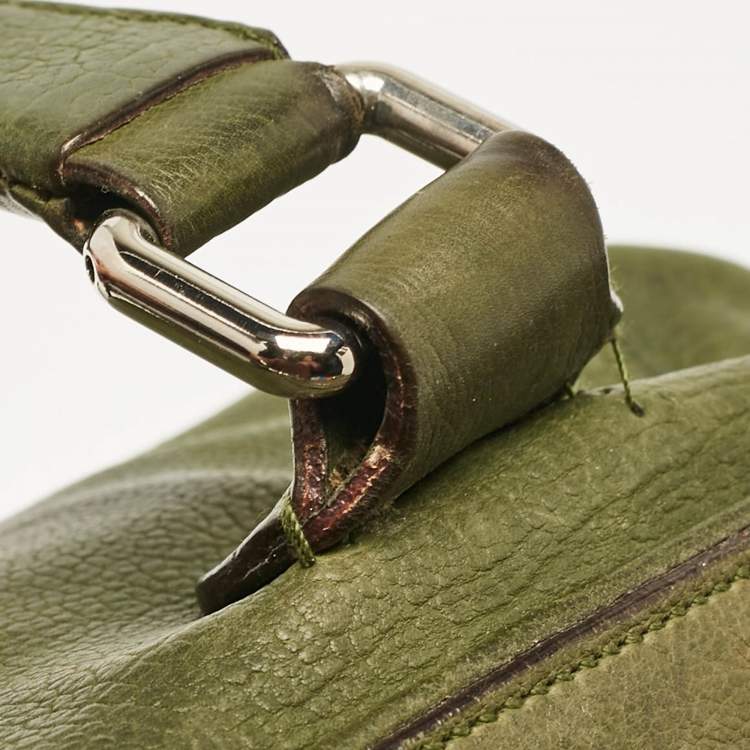 Pre Owned Dolce & Gabbana Olive Green Leather Miss Catch Satchel