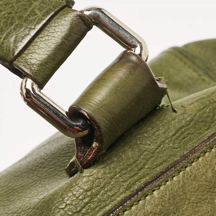 Pre Owned Dolce & Gabbana Olive Green Leather Miss Catch Satchel