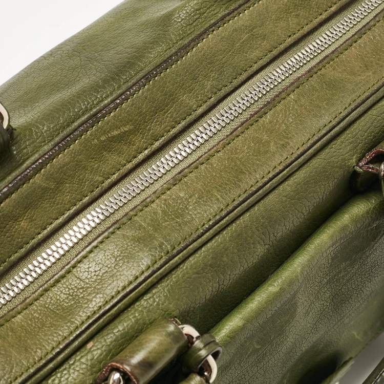 Pre Owned Dolce & Gabbana Olive Green Leather Miss Catch Satchel