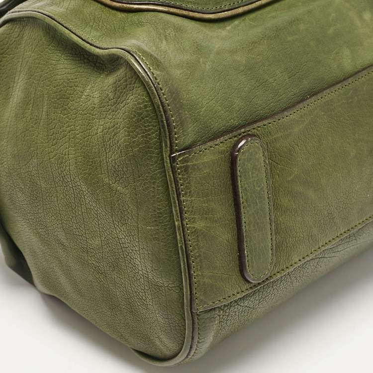 Pre Owned Dolce & Gabbana Olive Green Leather Miss Catch Satchel