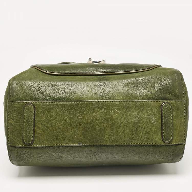 Pre Owned Dolce & Gabbana Olive Green Leather Miss Catch Satchel