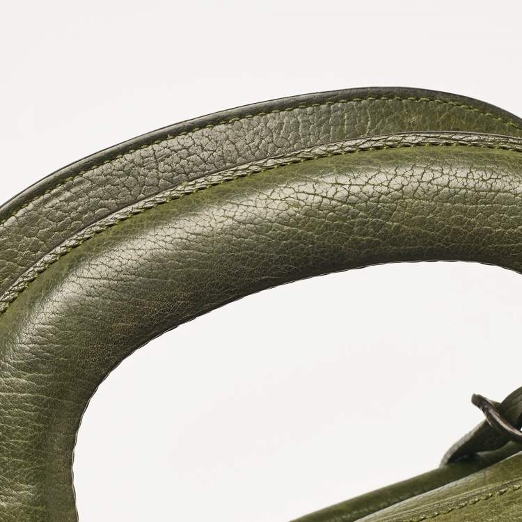 Pre Owned Dolce & Gabbana Olive Green Leather Miss Catch Satchel