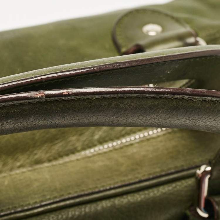 Pre Owned Dolce & Gabbana Olive Green Leather Miss Catch Satchel
