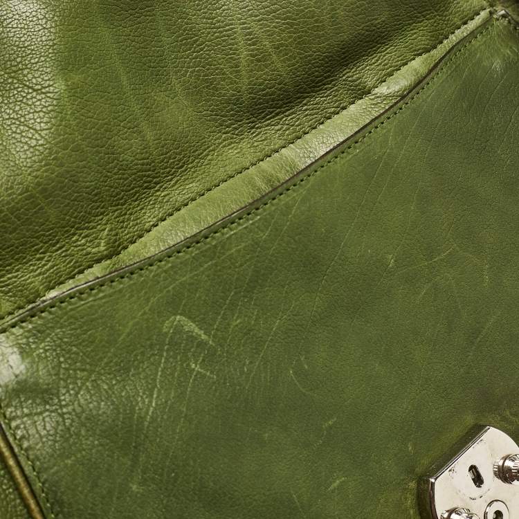Pre Owned Dolce & Gabbana Olive Green Leather Miss Catch Satchel
