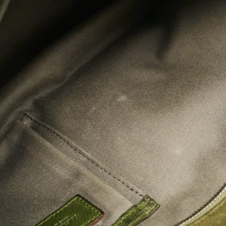 Pre Owned Dolce & Gabbana Olive Green Leather Miss Catch Satchel