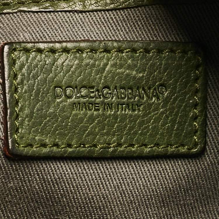 Pre Owned Dolce & Gabbana Olive Green Leather Miss Catch Satchel