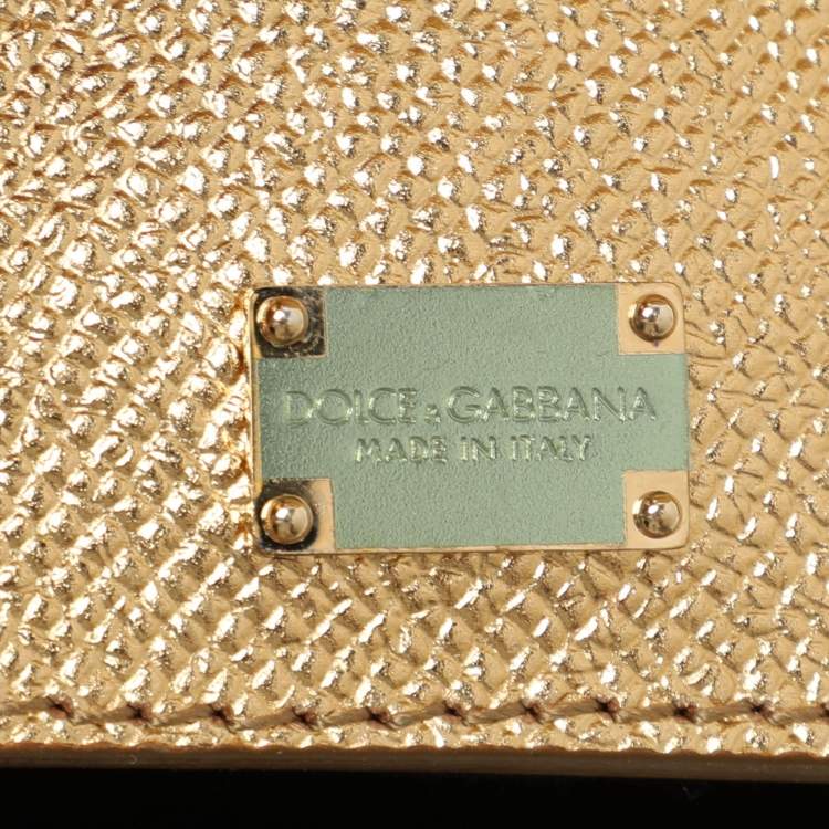 Pre Owned Dolce & Gabbana Gold Leather Medium Miss Sicily Top Handle Bag