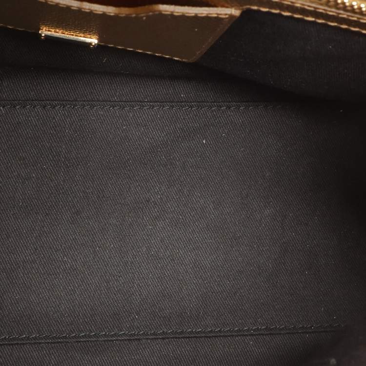 Pre Owned Dolce & Gabbana Gold Leather Medium Miss Sicily Top Handle Bag