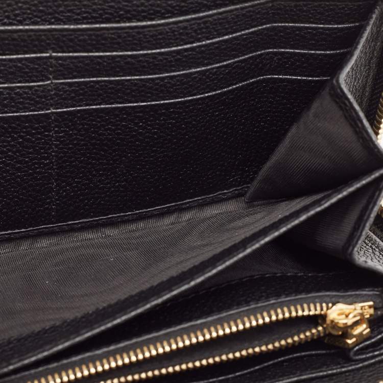 Pre Owned Dolce & Gabbana Black Leather Zip Continental Wallet