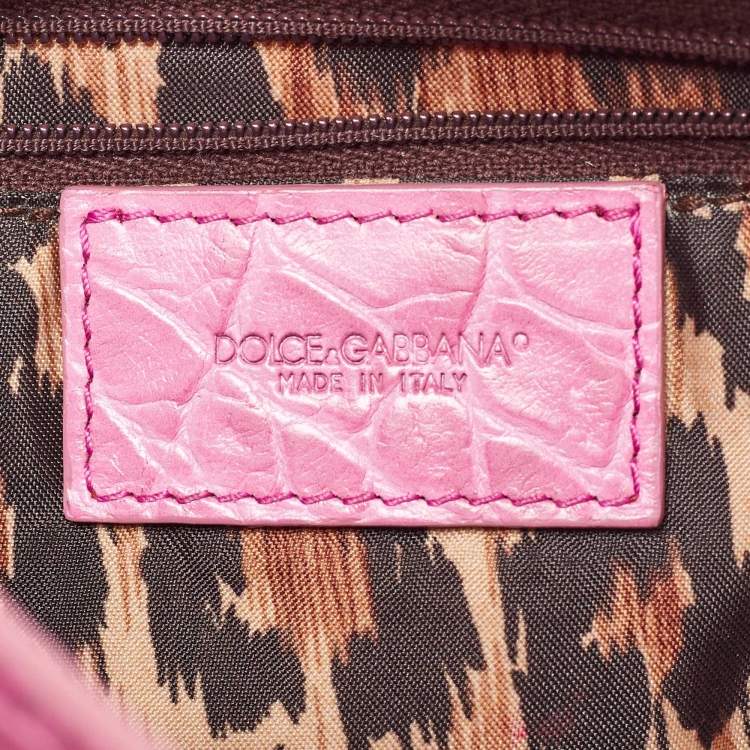 Pre Owned Dolce & Gabbana Pink Alligator Hobo