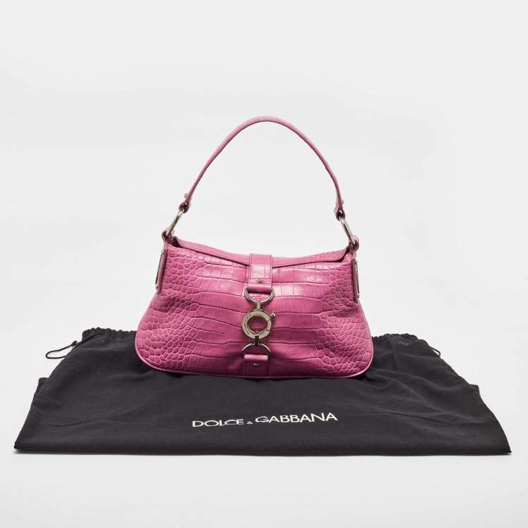 Pre Owned Dolce & Gabbana Pink Alligator Hobo