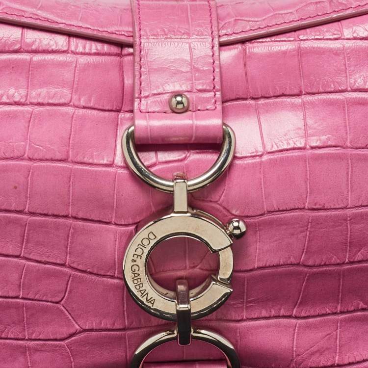 Pre Owned Dolce & Gabbana Pink Alligator Hobo