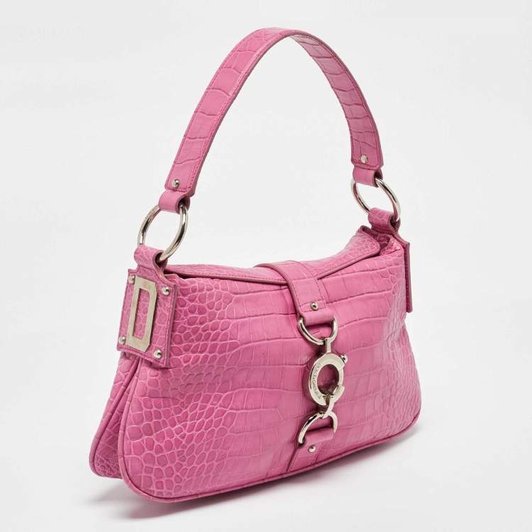 Pre Owned Dolce & Gabbana Pink Alligator Hobo