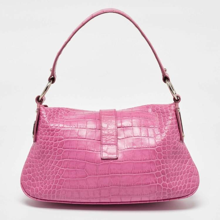 Pre Owned Dolce & Gabbana Pink Alligator Hobo