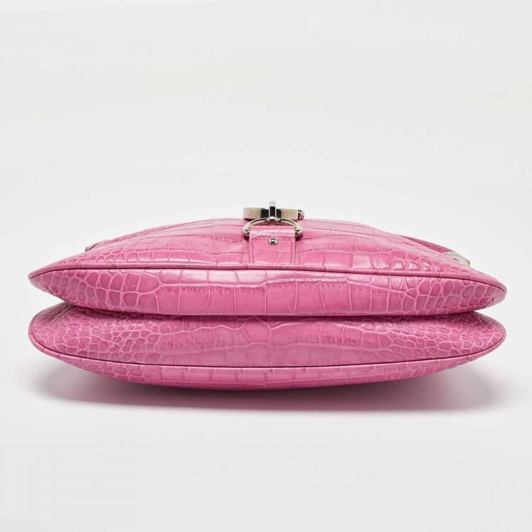 Pre Owned Dolce & Gabbana Pink Alligator Hobo