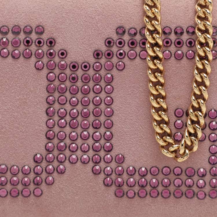 Pre Owned Dolce & Gabbana Lilac Suede Wallet On Chain