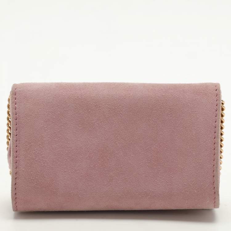 Pre Owned Dolce & Gabbana Lilac Suede Wallet On Chain