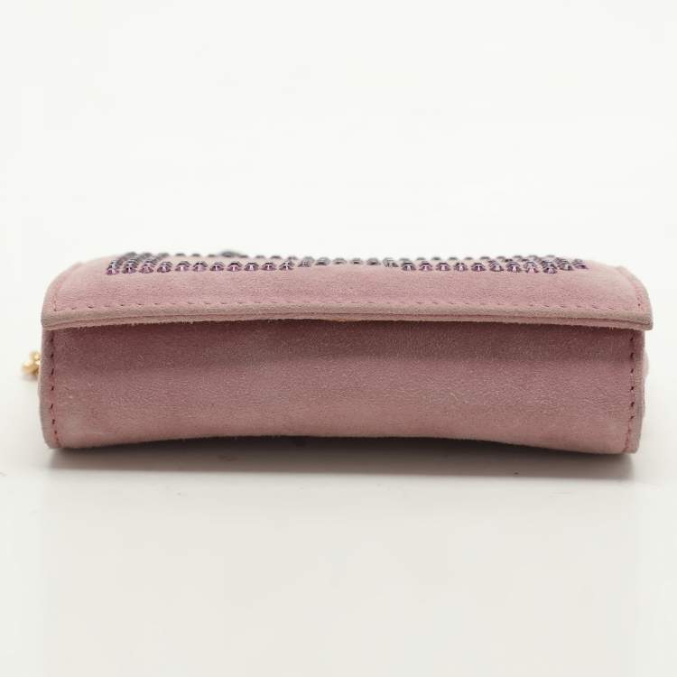 Pre Owned Dolce & Gabbana Lilac Suede Wallet On Chain