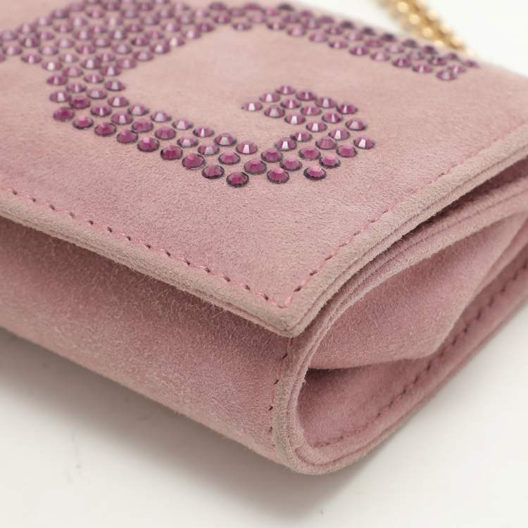 Pre Owned Dolce & Gabbana Lilac Suede Wallet On Chain
