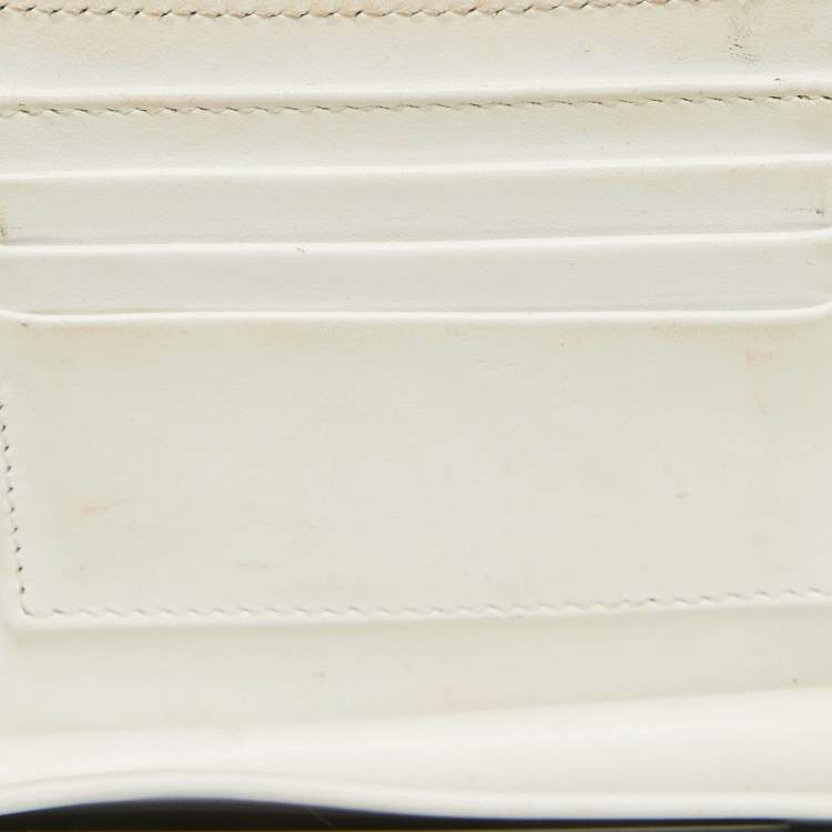 Pre Owned Dolce & Gabbana White Leather Devotion Chain Shoulder Bag