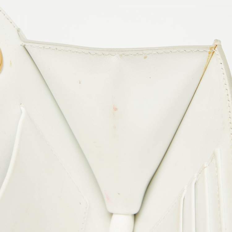 Pre Owned Dolce & Gabbana White Leather Devotion Chain Shoulder Bag