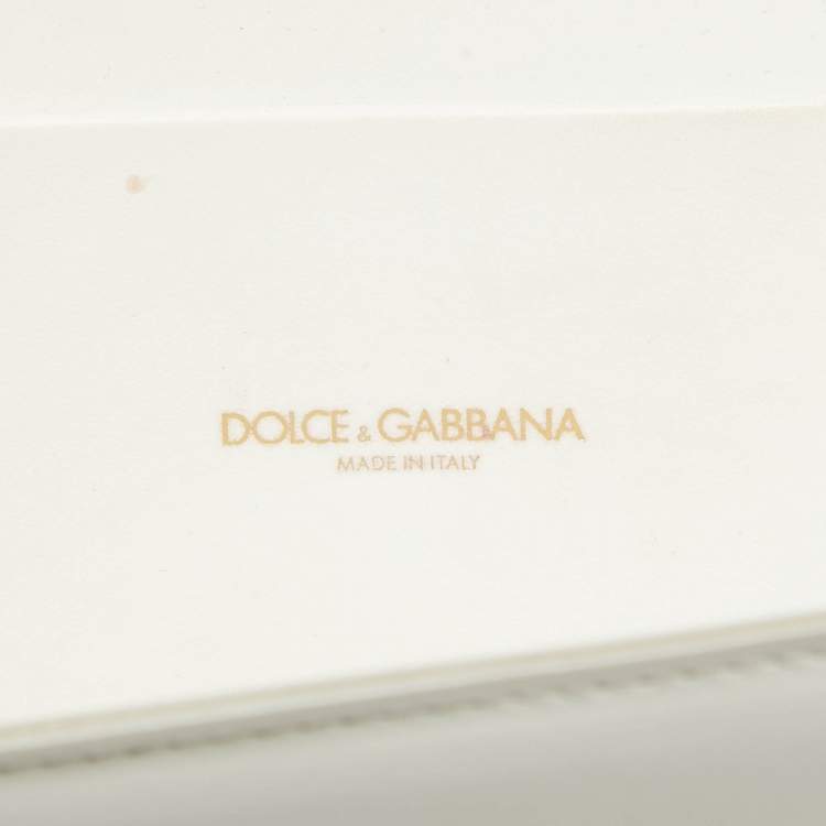 Pre Owned Dolce & Gabbana White Leather Devotion Chain Shoulder Bag