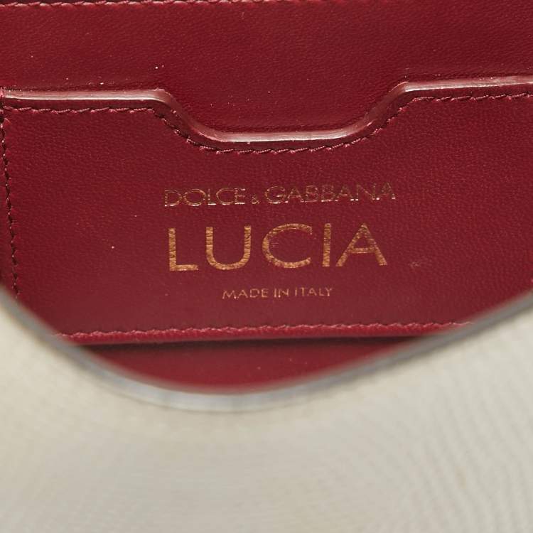 Pre Owned Dolce & Gabbana Grey Lizard Embossed Leather Small Lucia Top Handle Bag