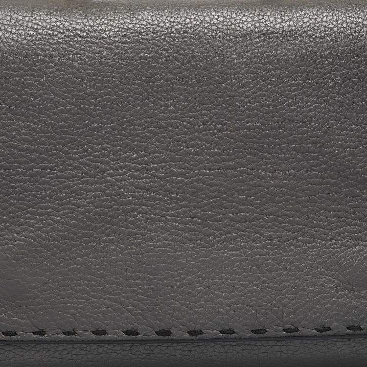 Pre Owned Dolce & Gabbana Grey Leather Miss Sicily Stitch Top Handle Bag